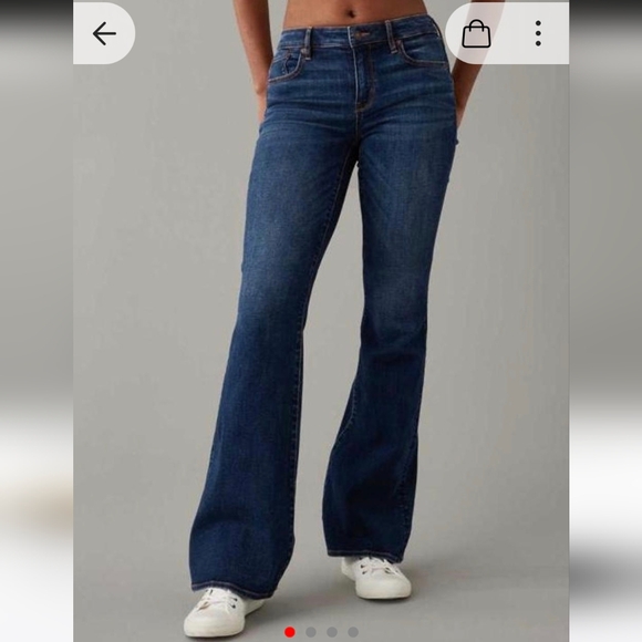 American Eagle Jeans Womens 4 Dark Blue Denim Pants AE Artist Flare Boot Stretch - Picture 16 of 16